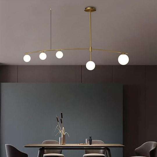 Curved Line Design 9-Light Glass LED Gold Modern Chandelier Ceiling Light