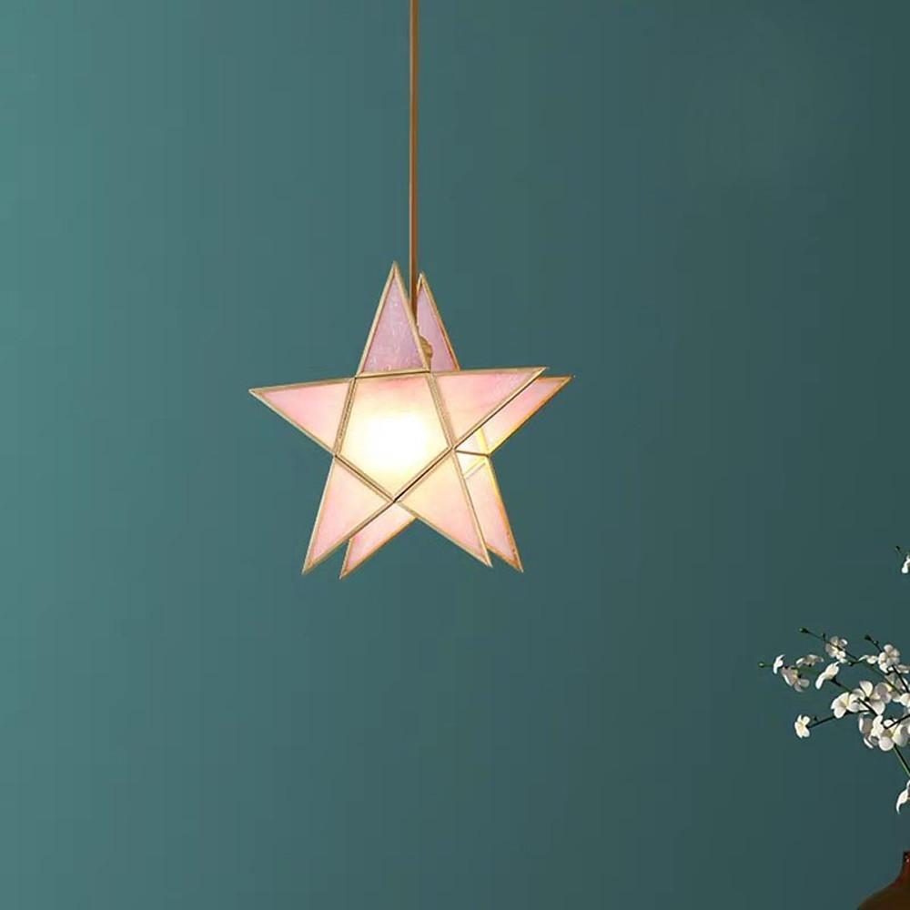 Double Star LED Copper &amp; Glass Pendant Light