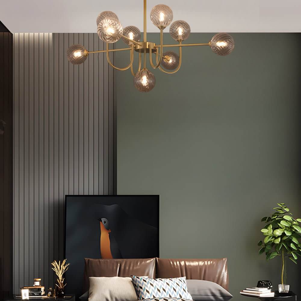 Amber Glass Globe Sputnik Chandelier