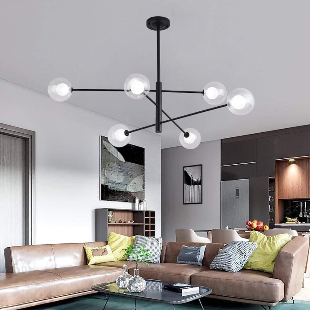 Linear Sputnik Chandelier with 6 Glass LED Lights