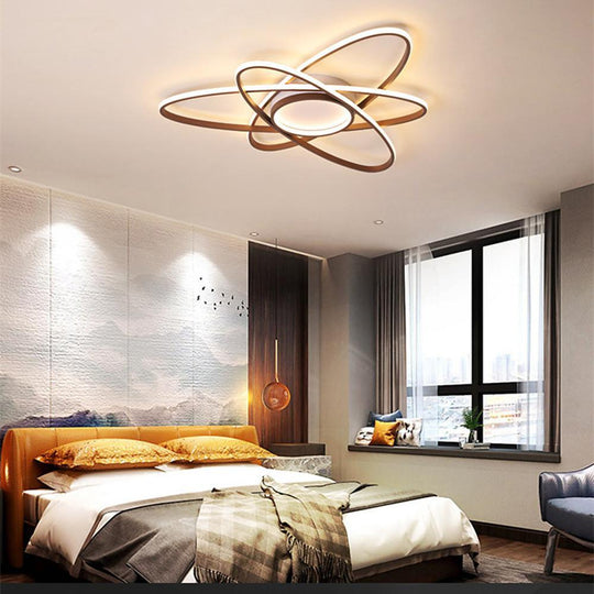 Overlapping Oval Dimmable LED Modern Flush Mount Ceiling Light