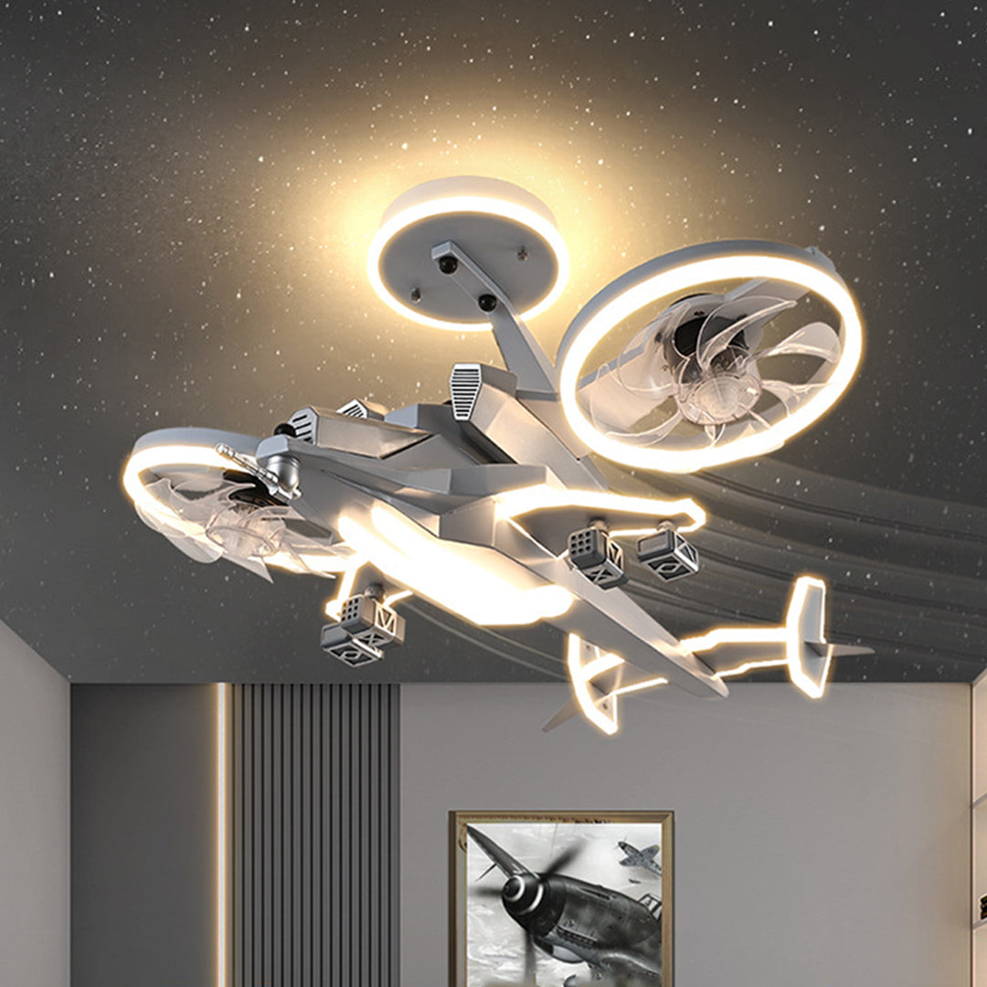 Fighter Jet Kids Ceiling Fan with Light – Full Spectrum LED &amp; Remote Control