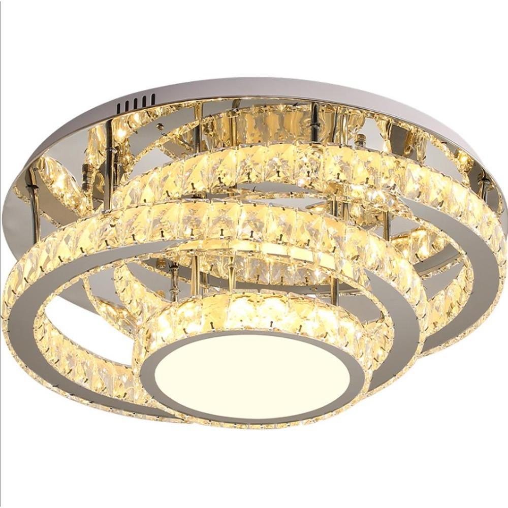 Gradated Flush Mount Ceiling Light – Industrial Acrylic &amp; Stainless Steel LED