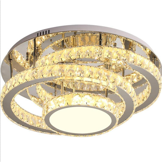 Gradated Flush Mount Ceiling Light – Industrial Acrylic &amp; Stainless Steel LED