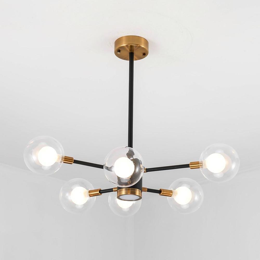 6-Light LED Glass &amp; Metal Modern Chandelier for Kitchen Island Lighting