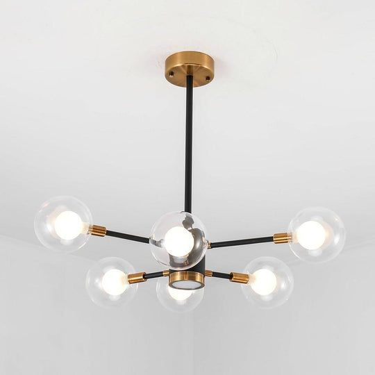 6-Light LED Glass &amp; Metal Modern Chandelier for Kitchen Island Lighting