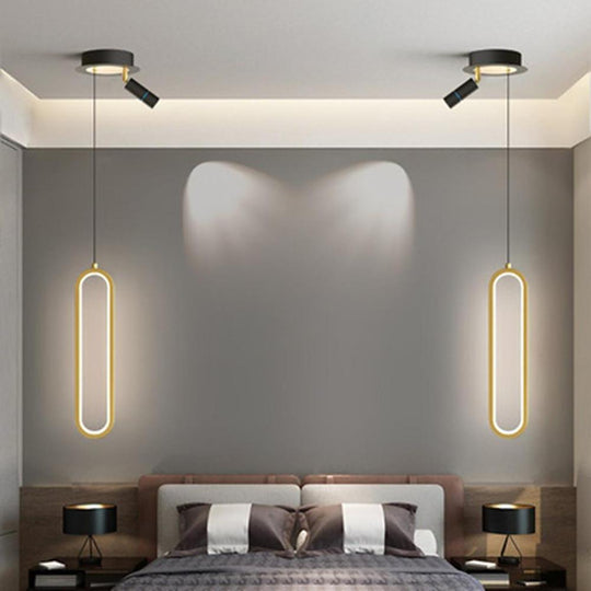 Rounded Rectangular LED Modern Pendant Light Hanging Lamp Island Light