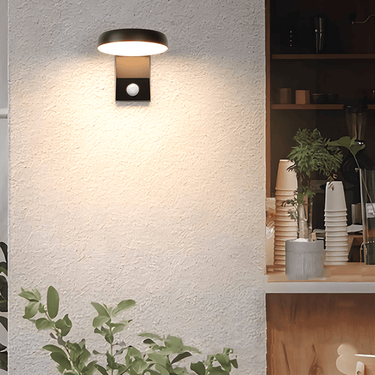 Black Motion Sensor Outdoor Wall Light Rotatable