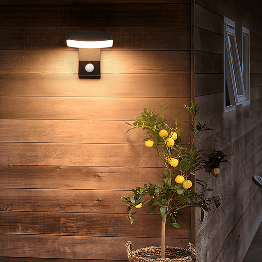 Black Motion Sensor Outdoor Wall Light Rotatable