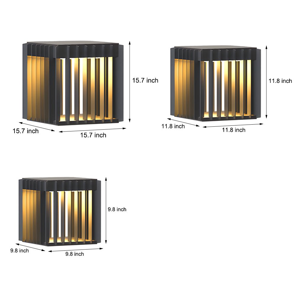 Black Square LED Outdoor Pillar Post Light