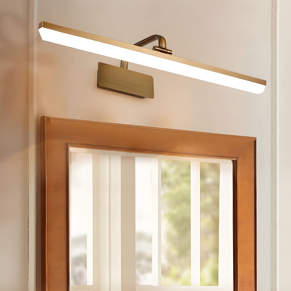 Brass Linear LED Bathroom Vanity Light – Curved Rod Design