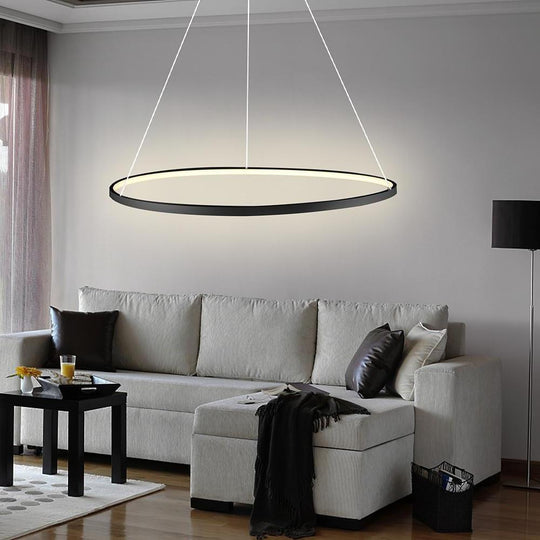 Round Geometric 30 W Single-Ring Integrated LED Pendant – Modern &amp; Dimmable