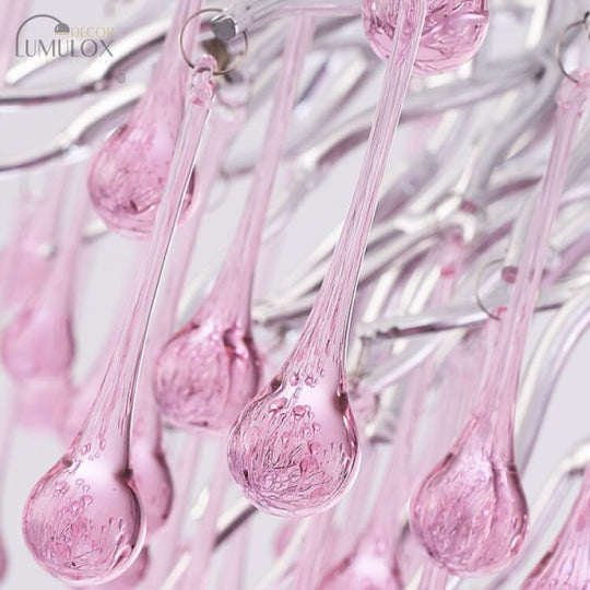 Creative Tree Branch LED Chandelier – Lovely Pink &amp; Blue Pendant Light for Bedrooms
