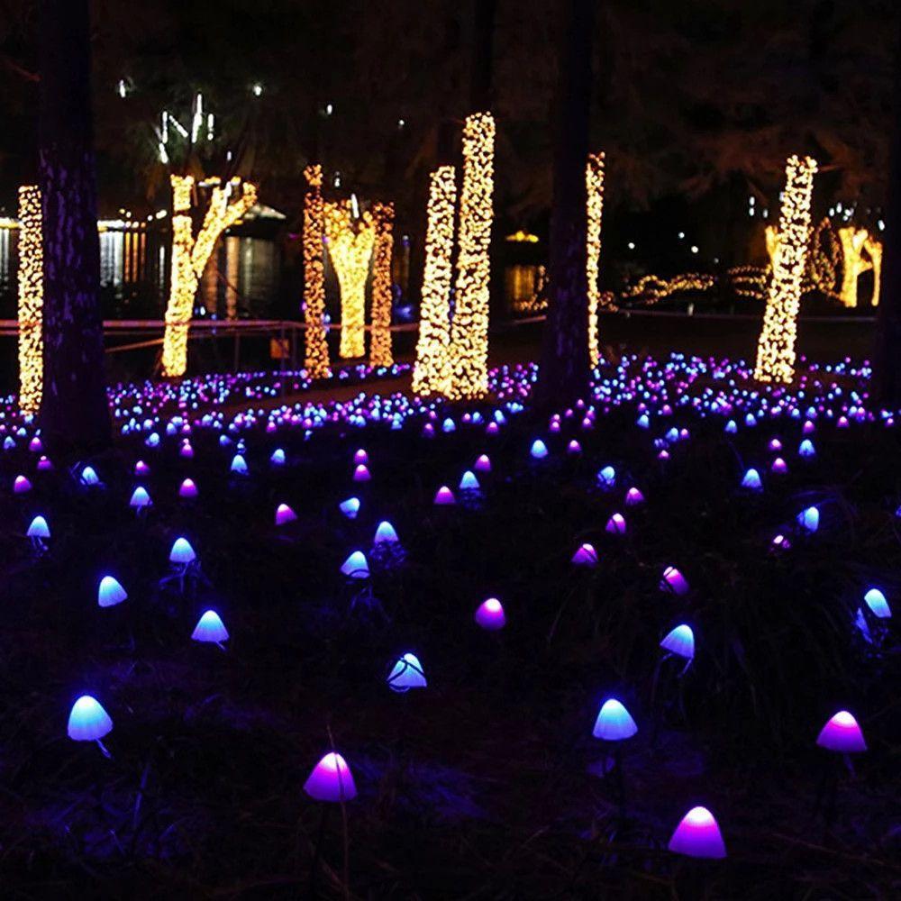 Outdoor Mini Mushroom RGB Solar 16.4 ft LED String Lights