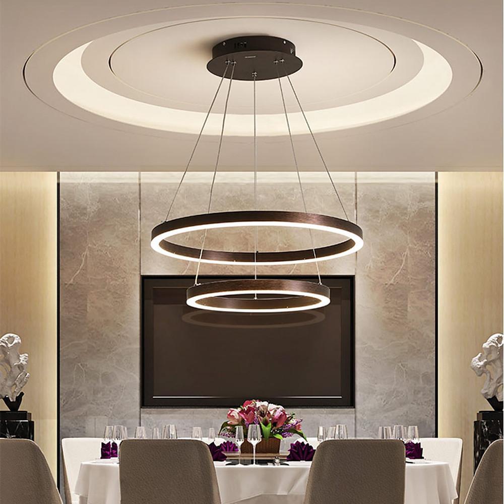 Modern LED Circular Chandelier – Two-Tier Minimalist Pendant Light