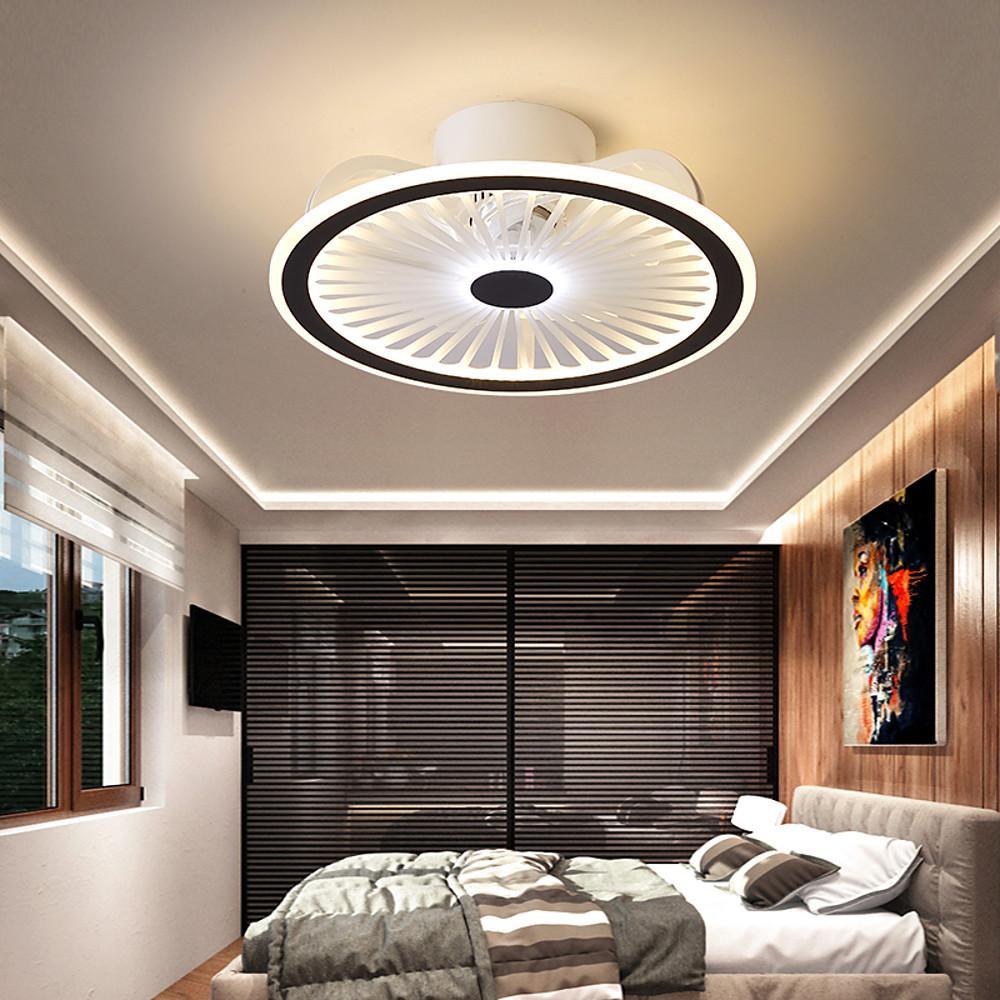 Modern Black &amp; White Bladeless Ceiling Fan with LED Light