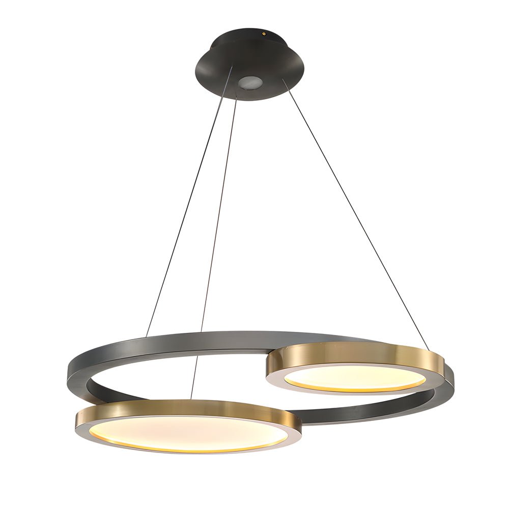 Circular Multi-Ring LED Chandelier – Brass &amp; Pearl Black Finish