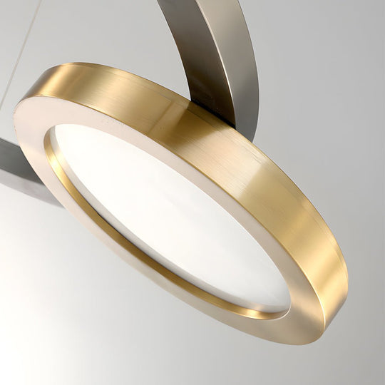 Circular Multi-Ring LED Chandelier – Brass &amp; Pearl Black Finish