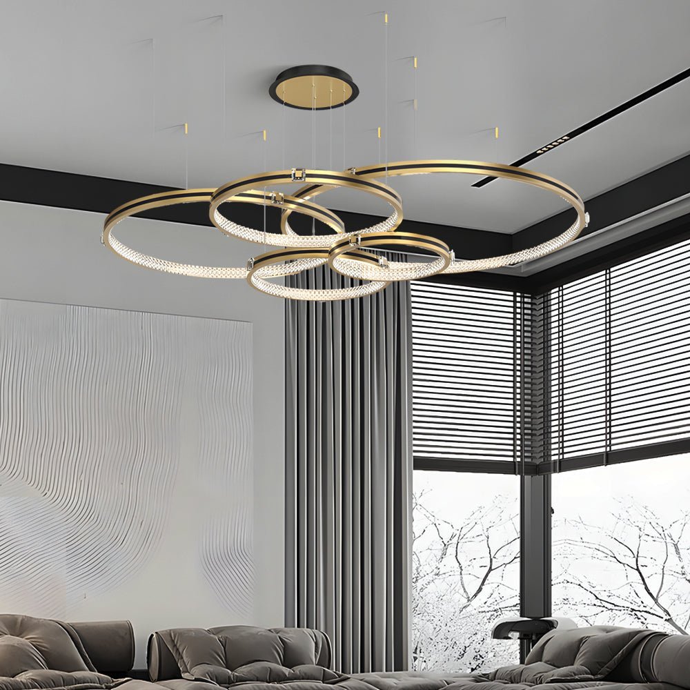 Brushed Gold Circular Ring Ceiling Light with 3-Step Dimming