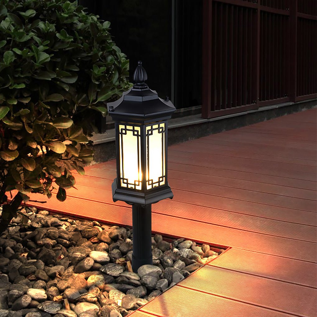 Asian-Inspired Rhombus LED Outdoor Pathway Light