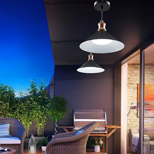 Classic Conical Solar LED Pendant Light Outdoor &amp; Indoor Hanging Lamp