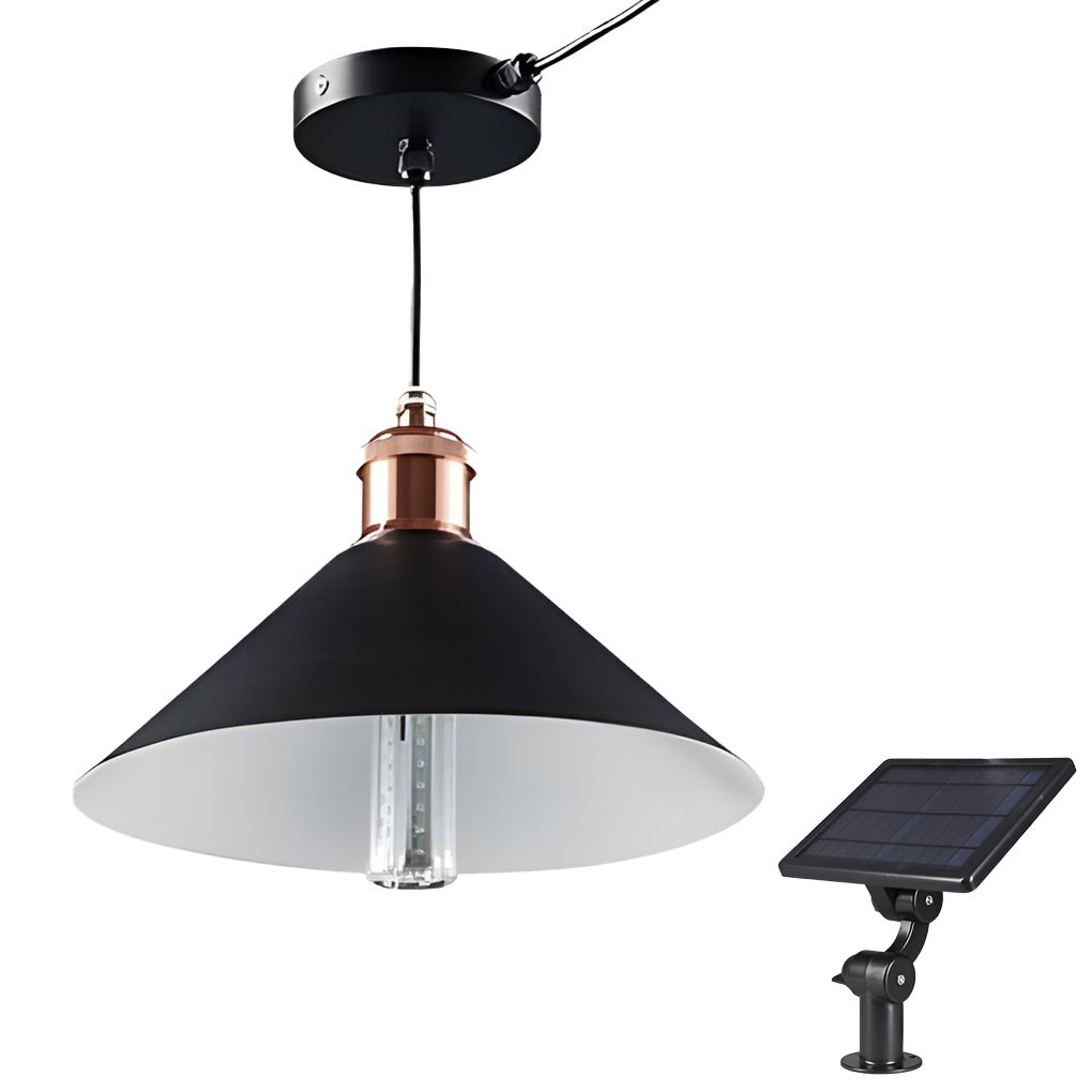 Classic Conical Solar LED Pendant Light Outdoor &amp; Indoor Hanging Lamp