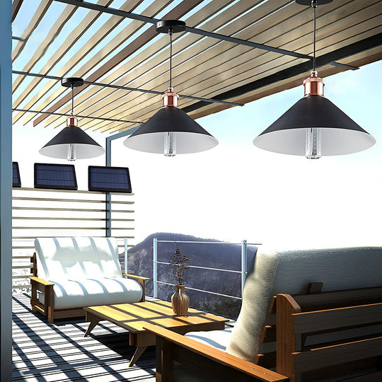 Classic Conical Solar LED Pendant Light Outdoor &amp; Indoor Hanging Lamp