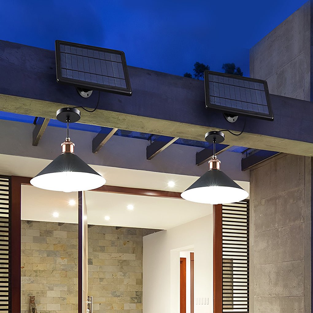 Classic Conical Solar LED Pendant Light Outdoor &amp; Indoor Hanging Lamp