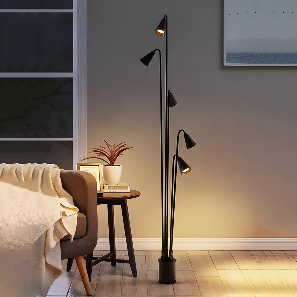Classic Black Multi-Head Industrial LED Floor Lamp