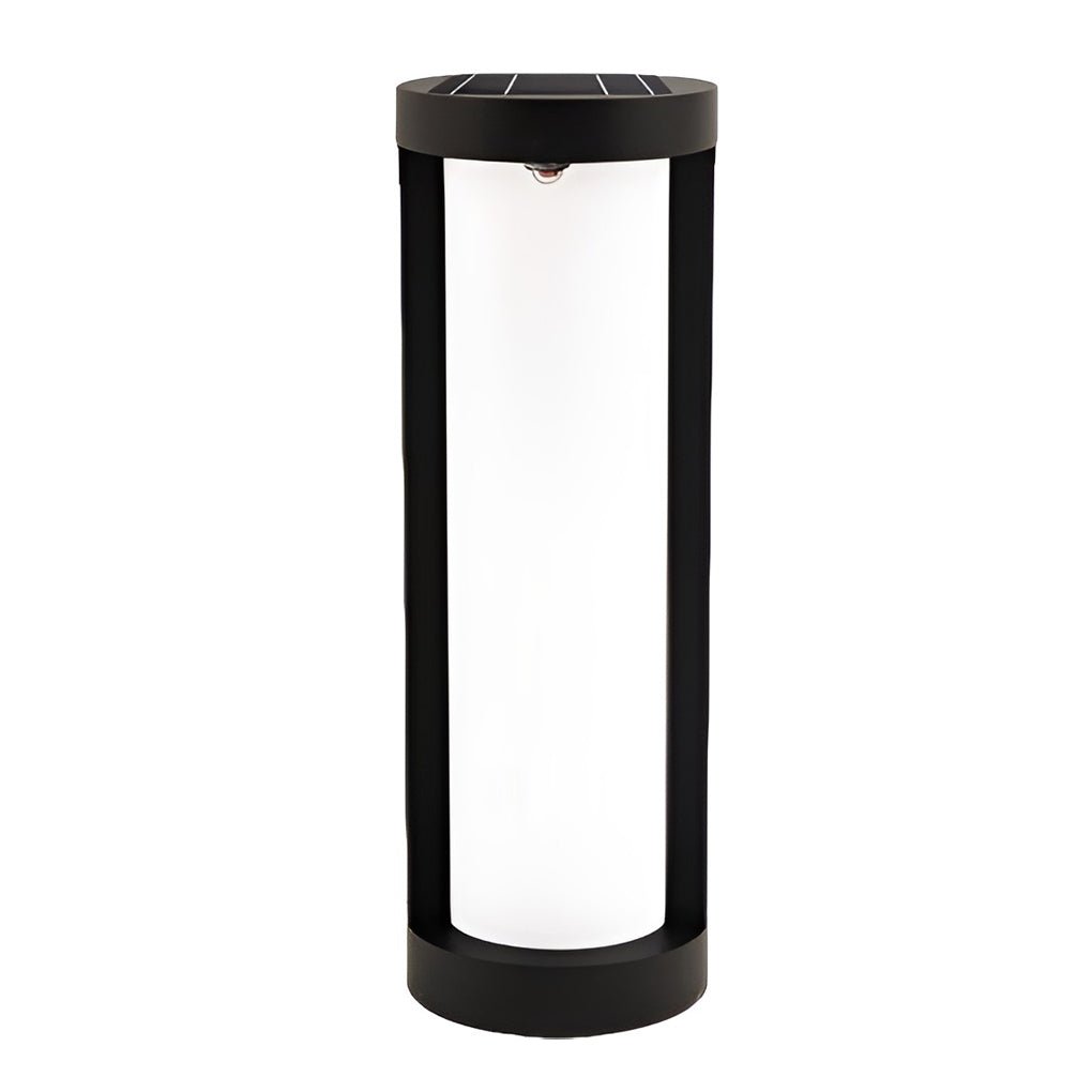 Black Cylindrical LED Pathway Bollard Lights Solar &amp; Wired Outdoor