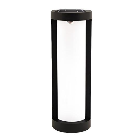 Black Cylindrical LED Pathway Bollard Lights Solar &amp; Wired Outdoor