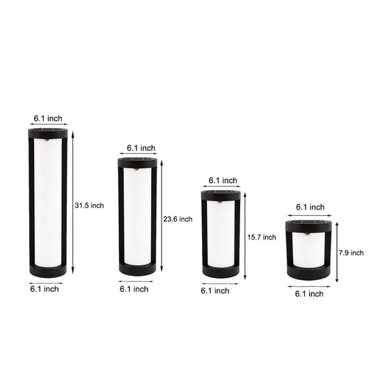 Black Cylindrical LED Pathway Bollard Lights Solar &amp; Wired Outdoor