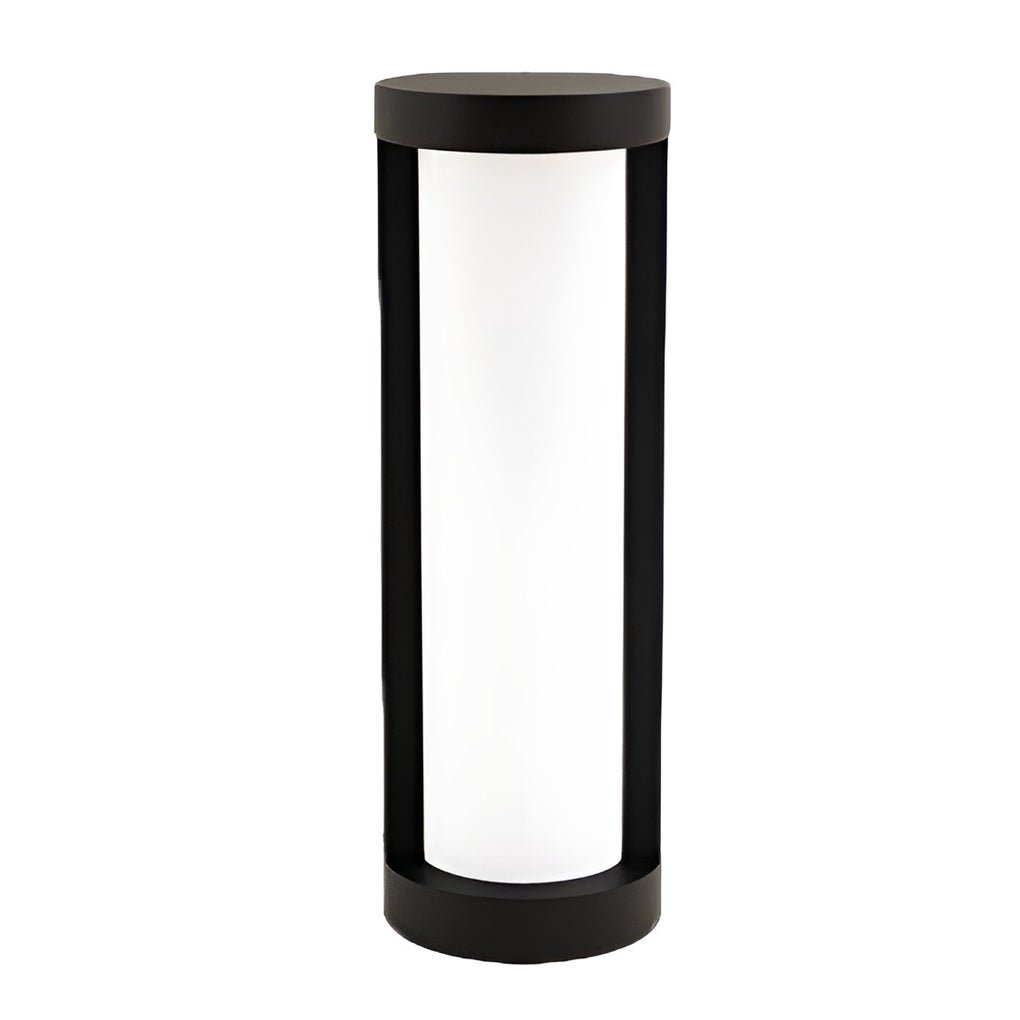 Black Cylindrical LED Pathway Bollard Lights Solar &amp; Wired Outdoor