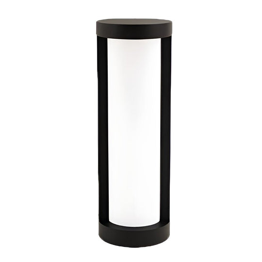 Black Cylindrical LED Pathway Bollard Lights Solar &amp; Wired Outdoor