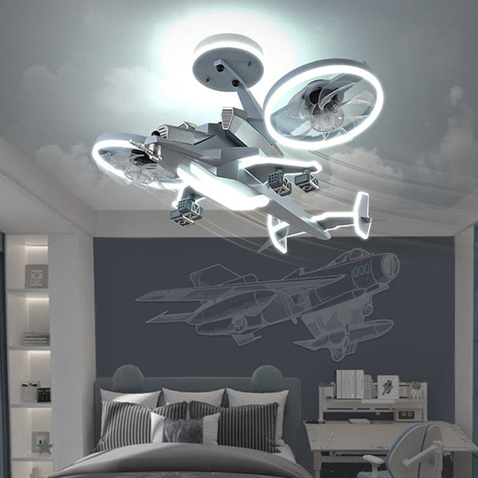 Fighter Jet Kids Ceiling Fan with Light – Full Spectrum LED &amp; Remote Control
