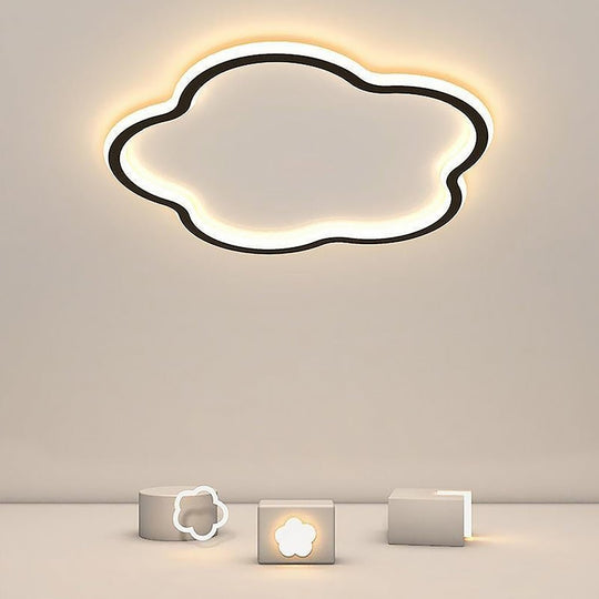 Cloud Shaped White &amp; Black LED Flush Mount Ceiling Light – Modern Flower Design