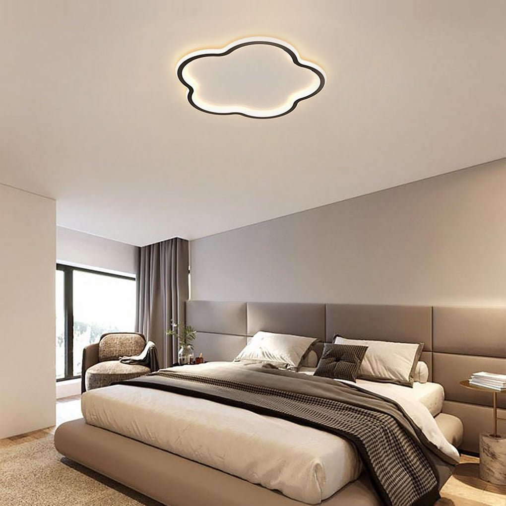 Cloud Shaped White &amp; Black LED Flush Mount Ceiling Light – Modern Flower Design