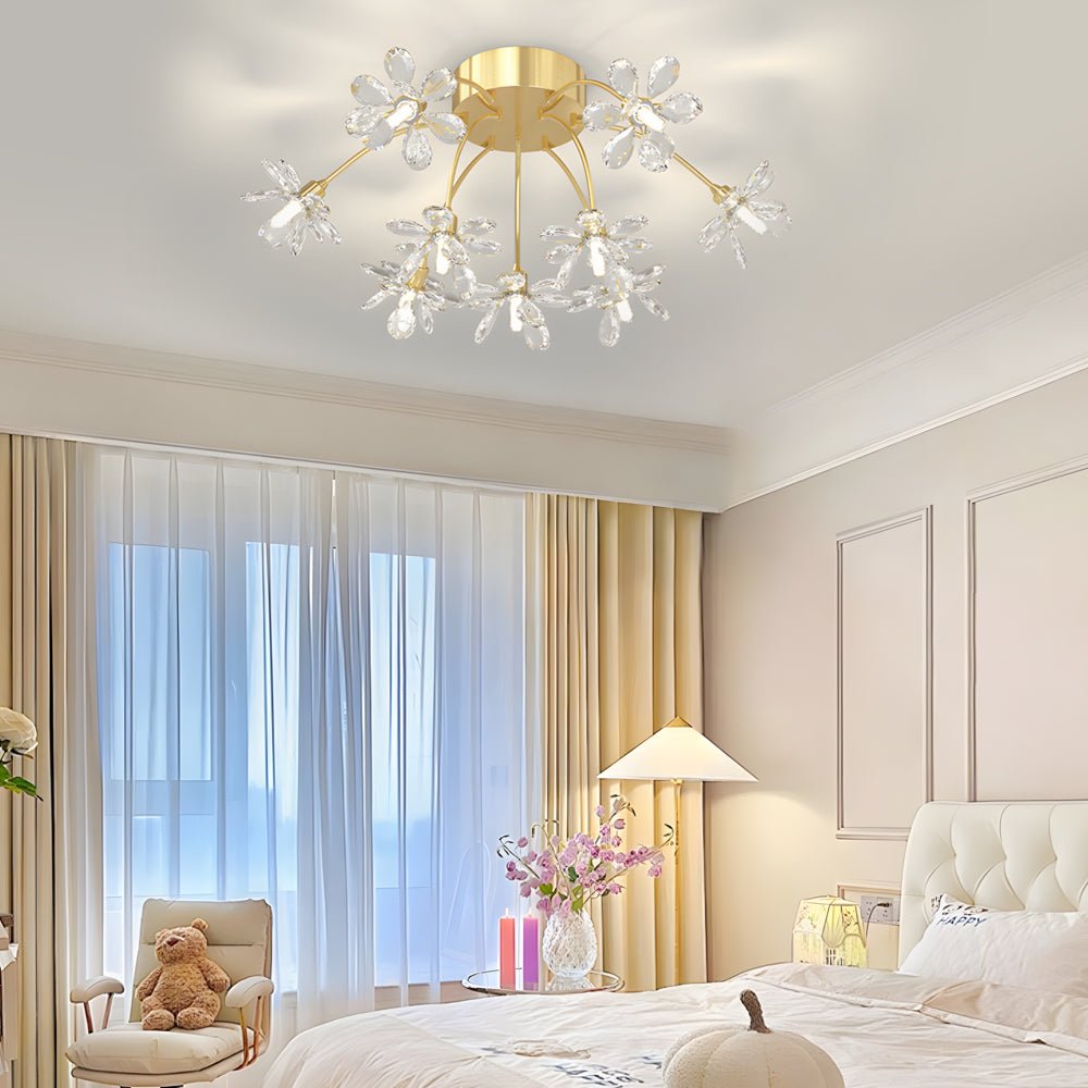 Crystal Flower Dandelion Ceiling Light with 3-Step Dimming