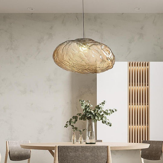 Distressed Metal Smoked Glass Globe Pendant Light