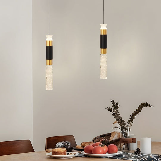 Cylinder Creative 3 Step Dimming Modern LED Pendant Light – Black &amp; Gold