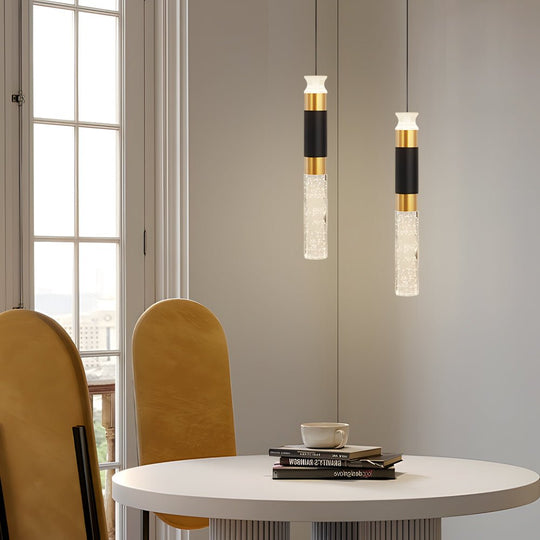 Cylinder Creative 3 Step Dimming Modern LED Pendant Light – Black &amp; Gold