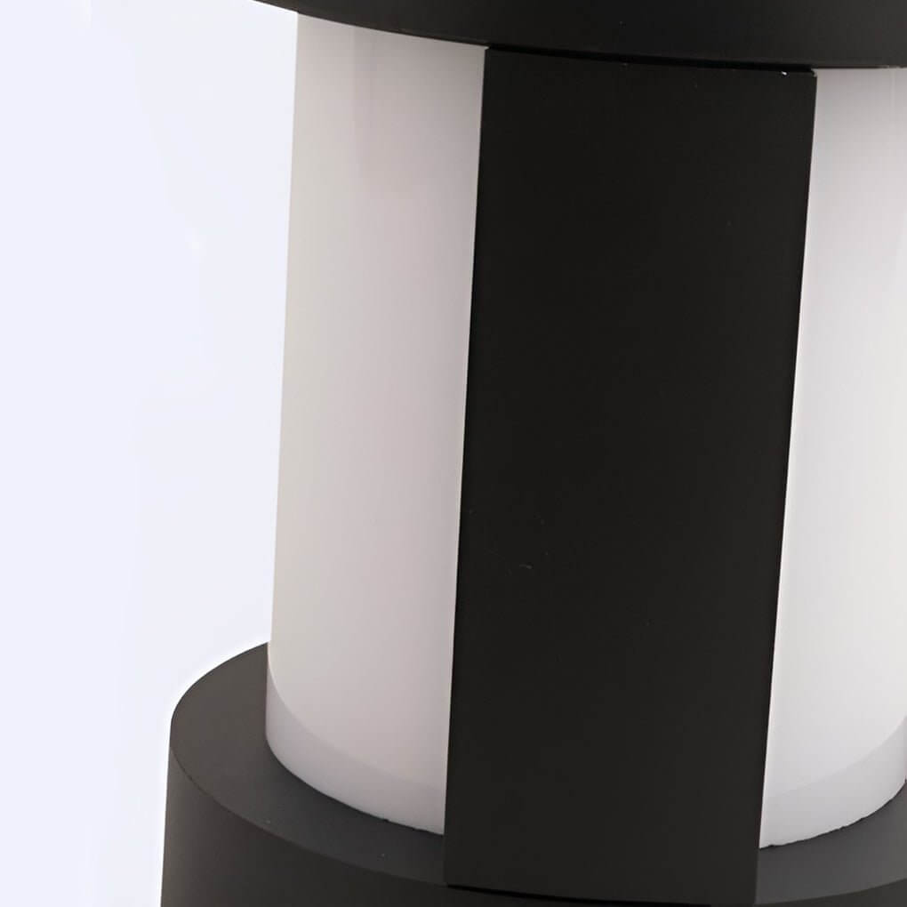 Black Cylindrical LED Pathway Bollard Lights Solar &amp; Wired Outdoor