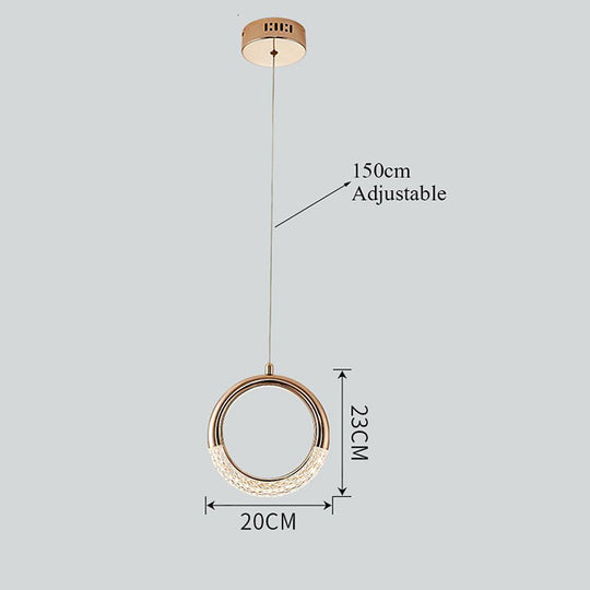 Ring Shaped LED Electroplated Metal Modern Pendant Light