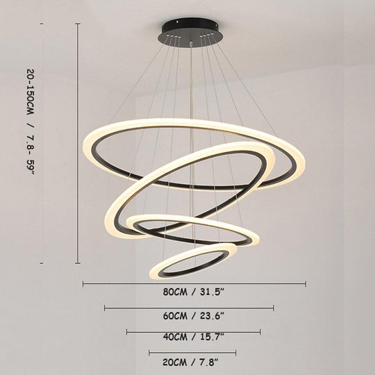 4-Ring Geometric LED Modern Chandelier Pendant Light