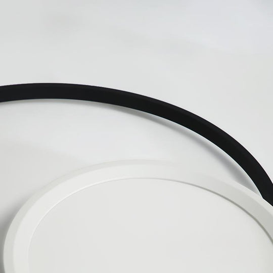 Modern Round Industrial Flush Mount White Ceiling Light