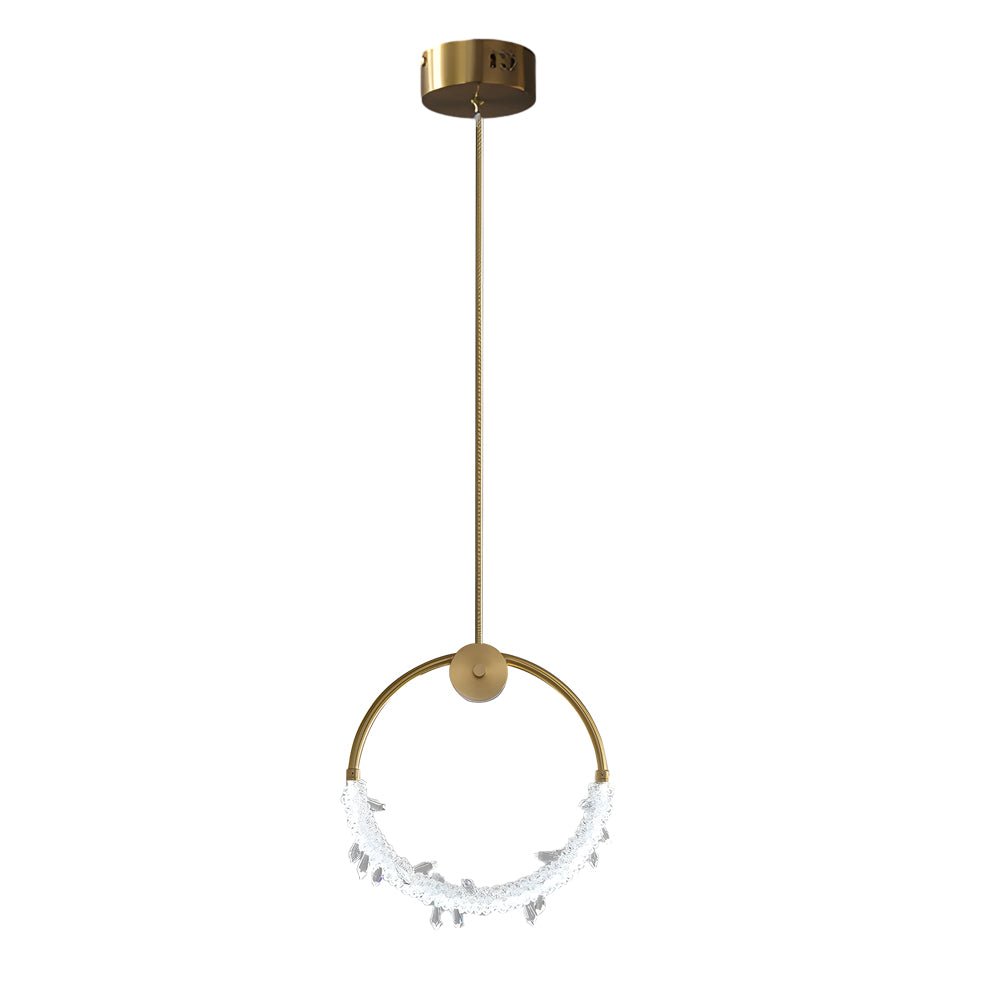 Ring LED Crystal Pendant Light – 11" Small Bedside Lamp