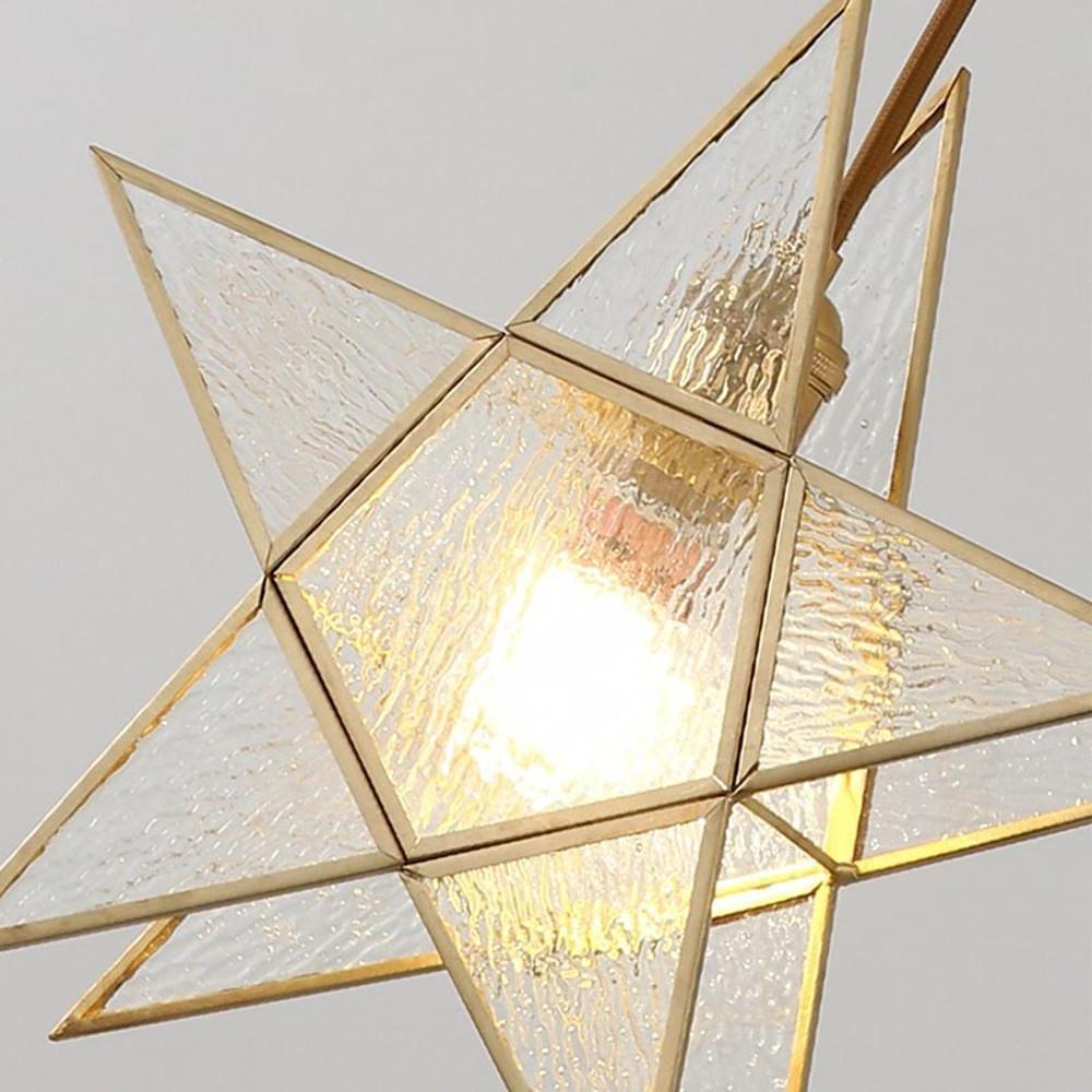 Double Star LED Copper &amp; Glass Pendant Light