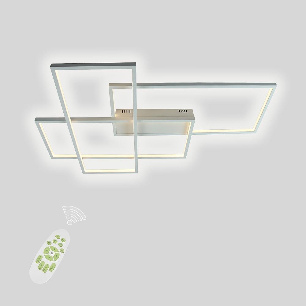 Rectangular Hybrid Modern Flush Mount LED Ceiling Light – 3-Tier Contemporary Design