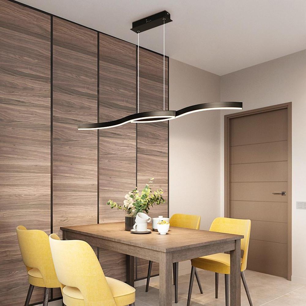 Dual Wave Metal &amp; PVC Island Dining Chandelier – 2-Light LED
