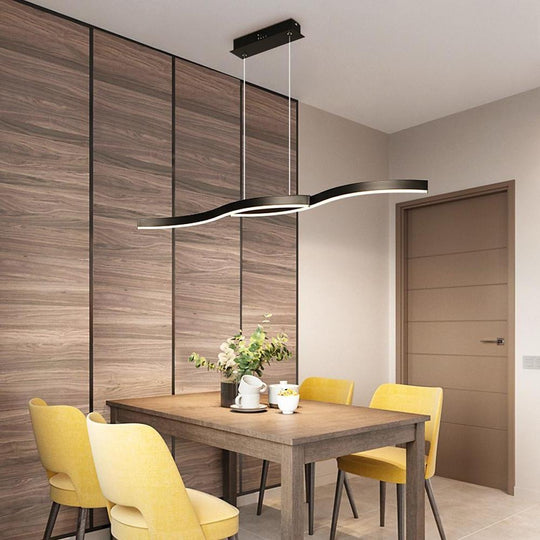 Dual Wave Metal &amp; PVC Island Dining Chandelier – 2-Light LED